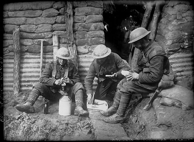 Canadian soldiers in a trench, 1916/WWI poetry