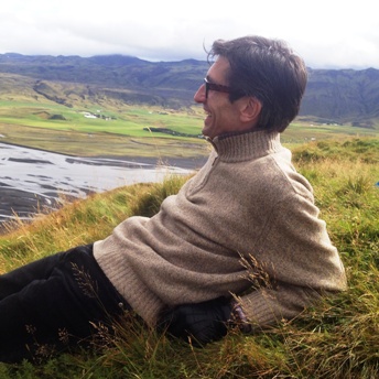 Mark on hill contemplating Njal's Saga.
